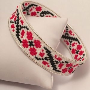 Native Ukrainian pattern beaded cuff bracelet